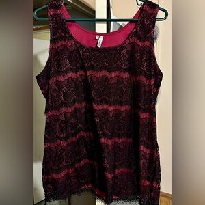 Studio Y Black and Red Lace Tank Top